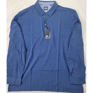 Veboon Men's Long Sleeve Blue Shirt New Size 2XL XXL Cotton Flex Polo